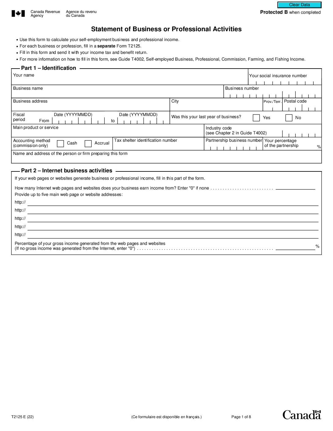 T2125 Business Statement 2022