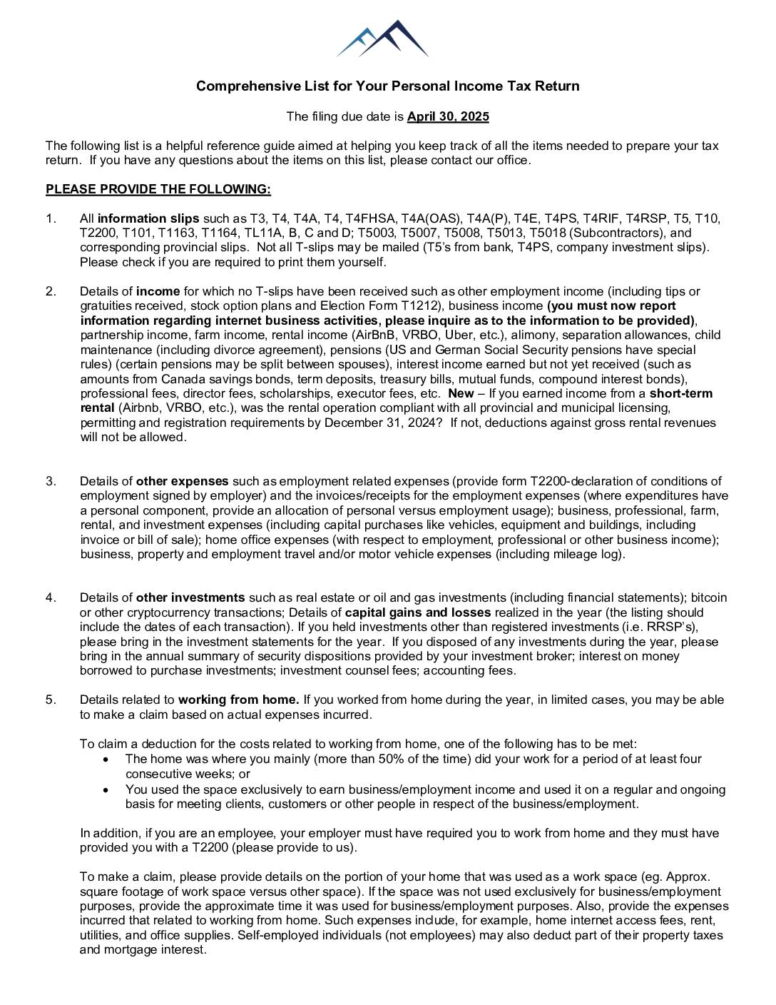 2024 T1 Checklist