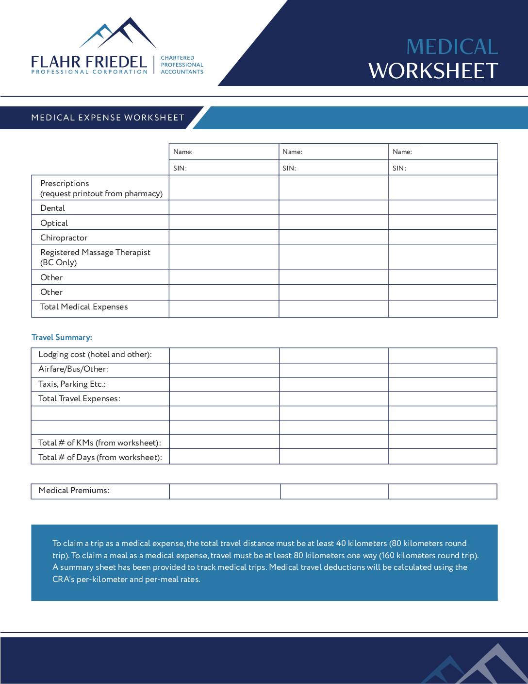 Medical Worksheet